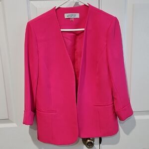 Kasper Women's Fuchsia Blazer - Hot Pink, Rolled Cuff, Size 6